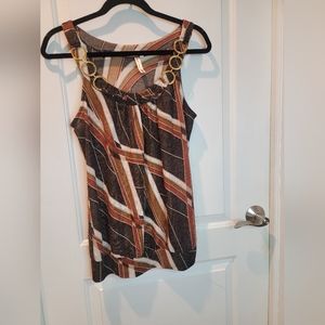 Fun Dressy Top in Browns with Details Size XL
